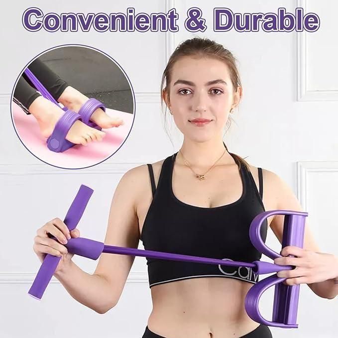 GiftArc 4 Yoga Pedal Puller Resistance Band Fitness Equipment with Foam Handles for Full Body Strength Training & Stretching