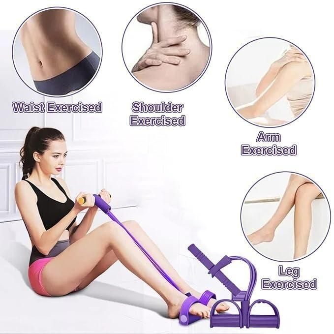 GiftArc 4 Yoga Pedal Puller Resistance Band Fitness Equipment with Foam Handles for Full Body Strength Training & Stretching