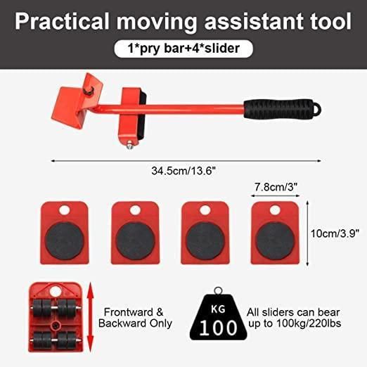 GiftArc Furniture Lifter Mover Tool Set – Heavy Duty Furniture Shifting, Lifting & Moving Tool with Wheel Pads