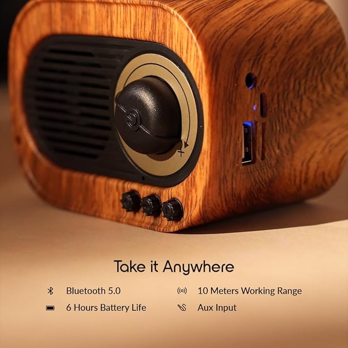 Retro Gramophone Bluetooth Speaker with Rotating Disc