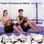 GiftArc 4 Yoga Pedal Puller Resistance Band Fitness Equipment with Foam Handles for Full Body Strength Training & Stretching
