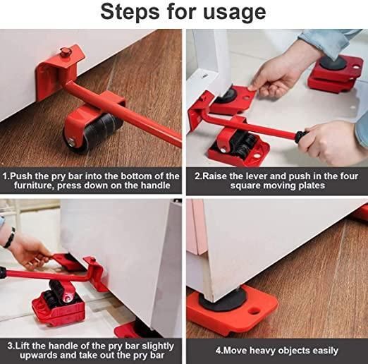 GiftArc Furniture Lifter Mover Tool Set – Heavy Duty Furniture Shifting, Lifting & Moving Tool with Wheel Pads