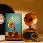 Retro Gramophone Bluetooth Speaker with Rotating Disc